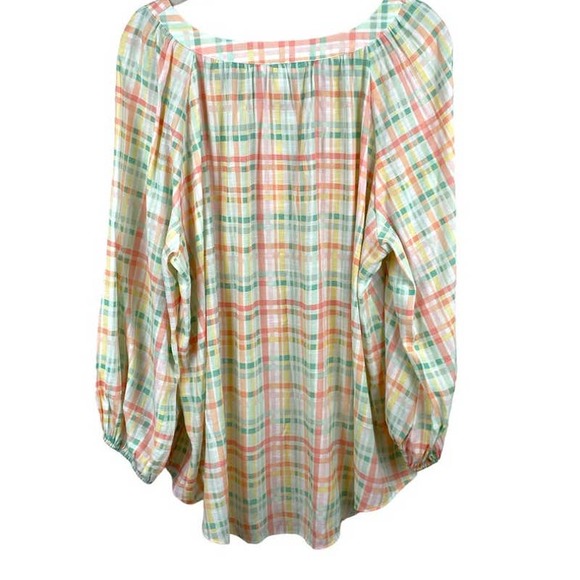 LC Lauren Conrad  plaid V Neck Peasant Blouse Size  XXL (NWOT) - Picture 4 of 11